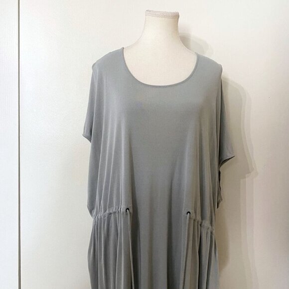 COS GREY ACETATE BLEND RELAXED DRAWSTRING GATHERED UTILITY DRESS - M - Picture 6 of 12
